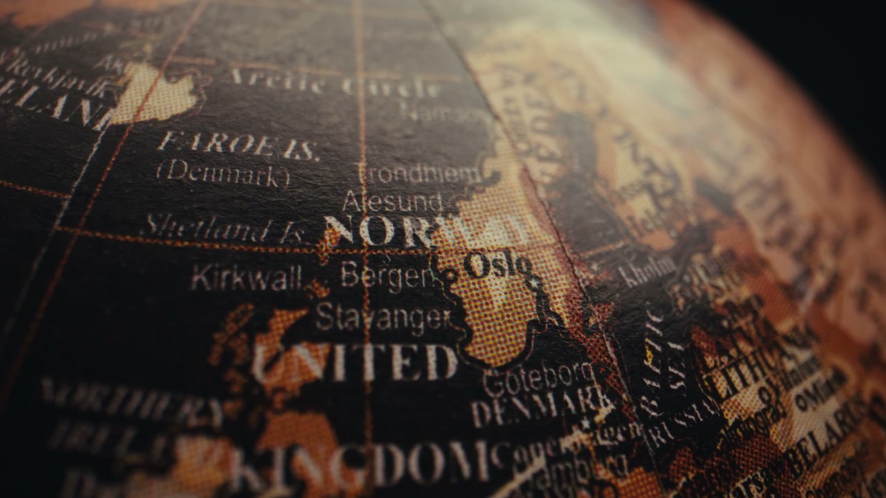 Vintage Globe Close-up of Norway
