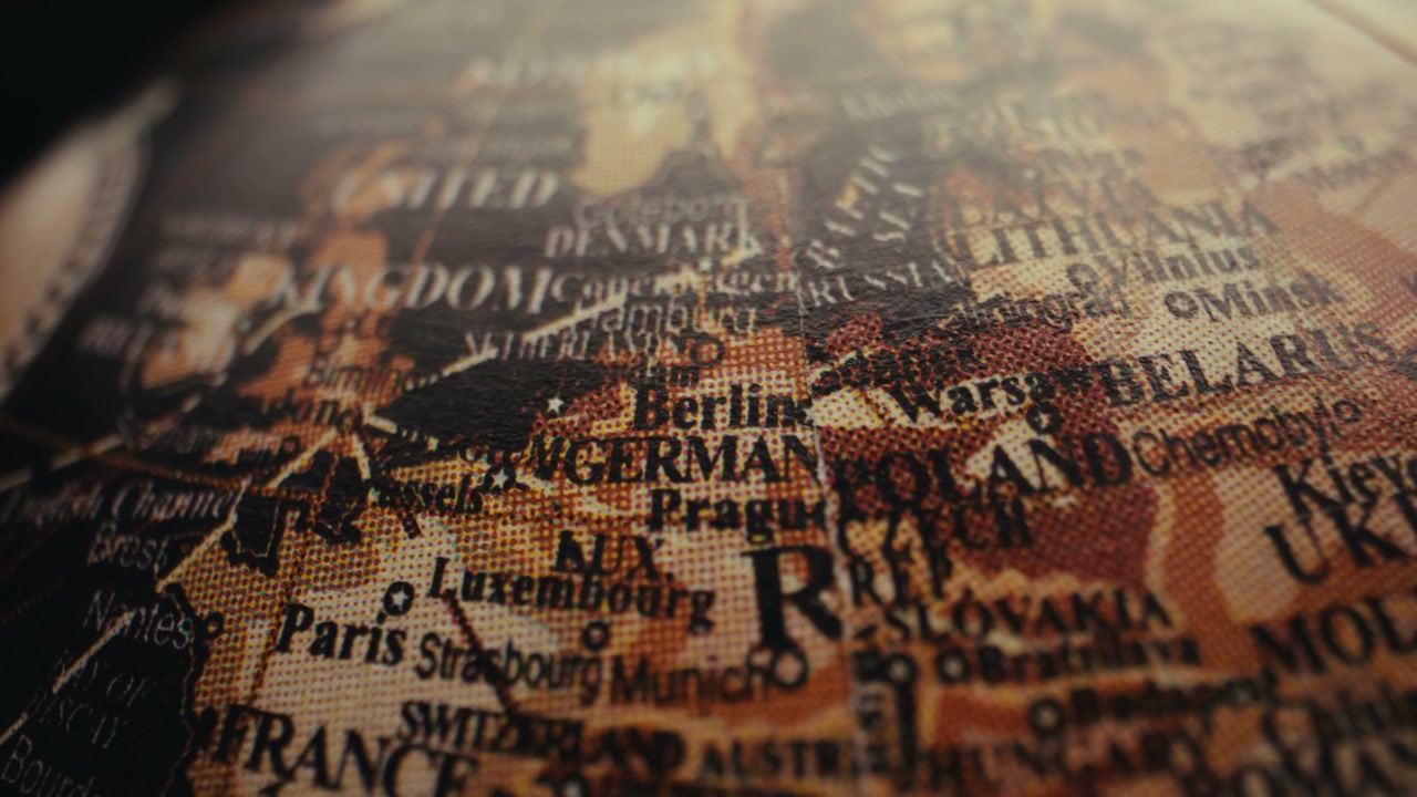 Vintage Globe Rotating, Focus on Europe Map