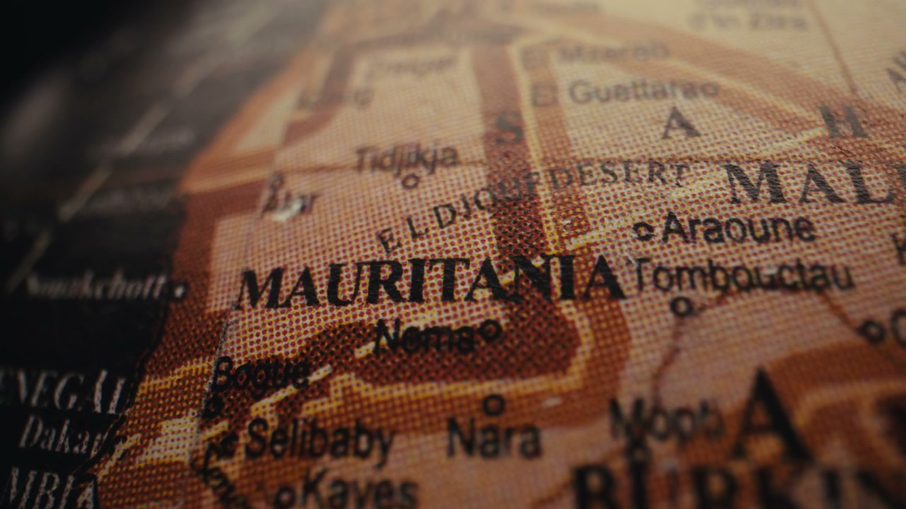 Vintage Globe Focusing on Mauritania