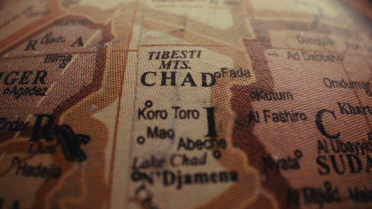 Vintage Globe Map of Chad