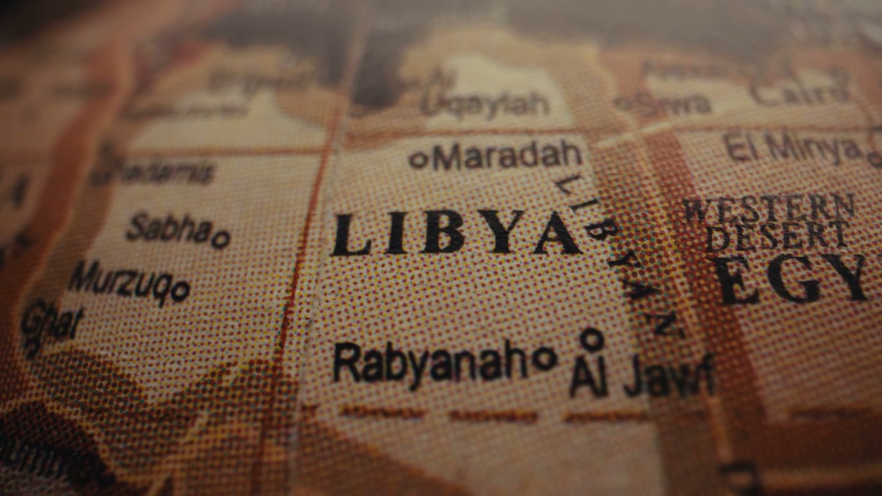 Close Up of Libya on a Vintage Globe