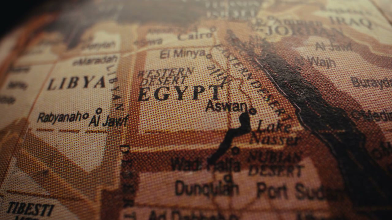 Vintage Globe Map of Egypt and Nile River