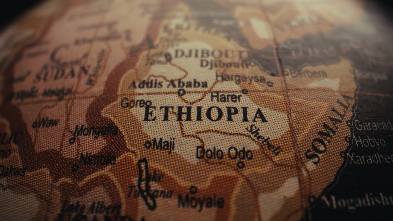 Vintage Globe Map of Ethiopia