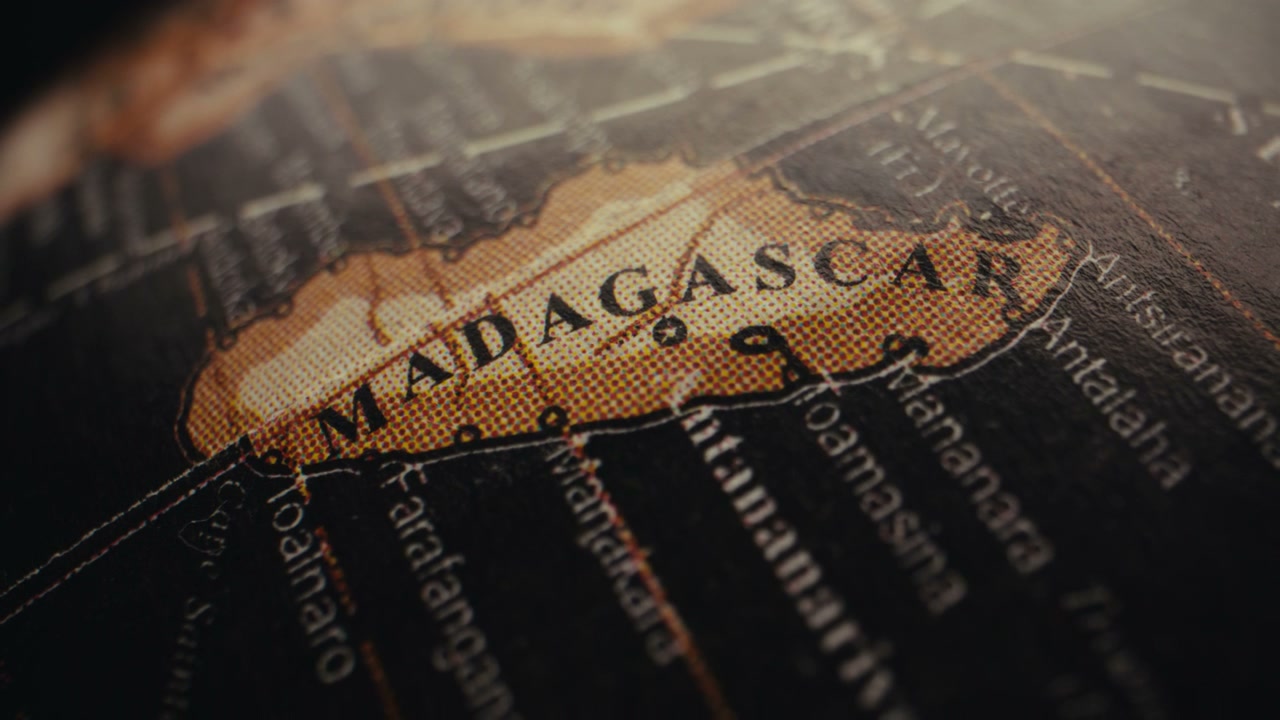 Madagascar on Vintage Globe