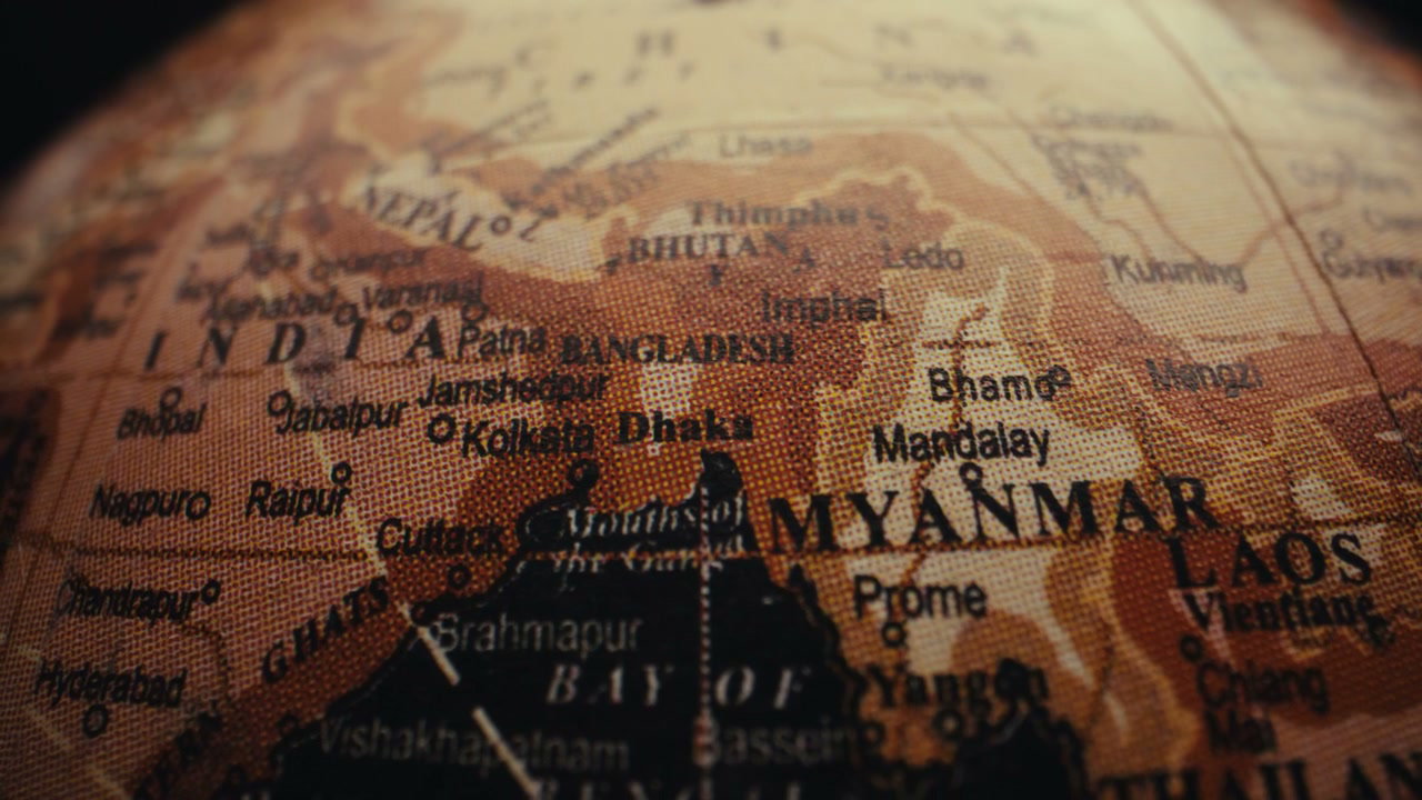 Vintage Globe Close-Up on Southeast Asia