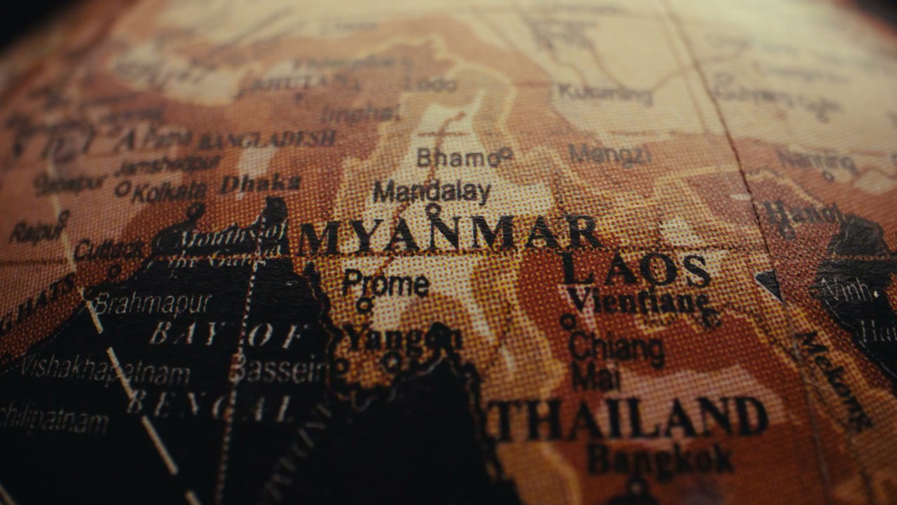 Vintage Globe Map of Southeast Asia