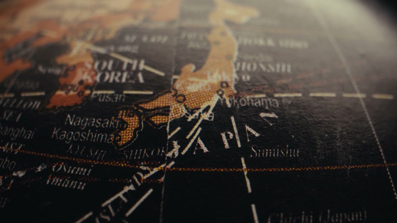 Vintage Globe Map of Japan and South Korea
