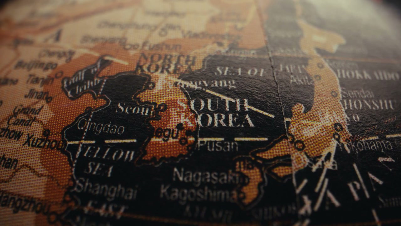 Vintage Globe Close-up on South Korea