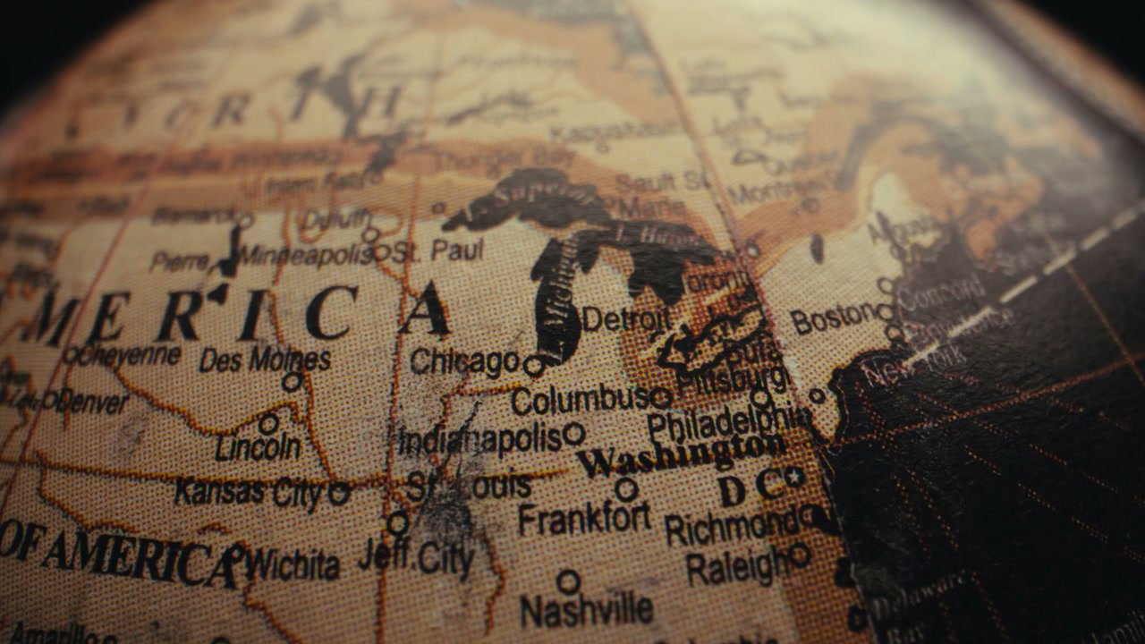 Vintage World Globe Map of North America