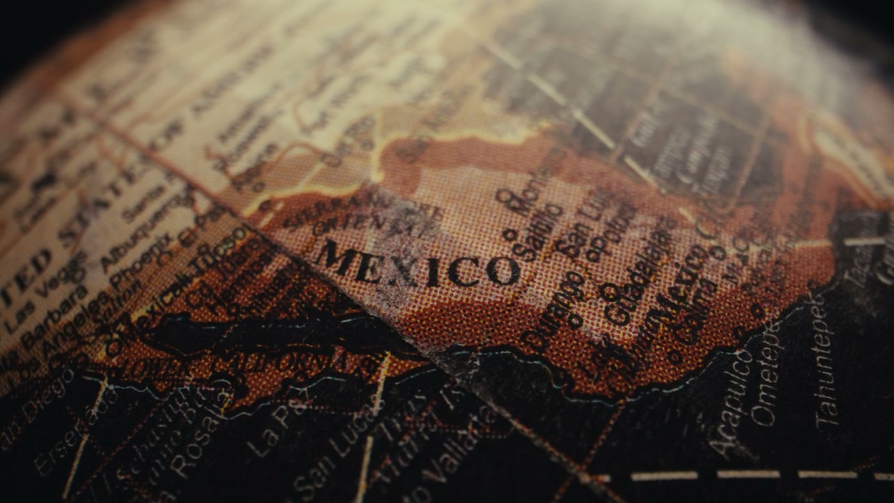 Mexico on Vintage World Globe