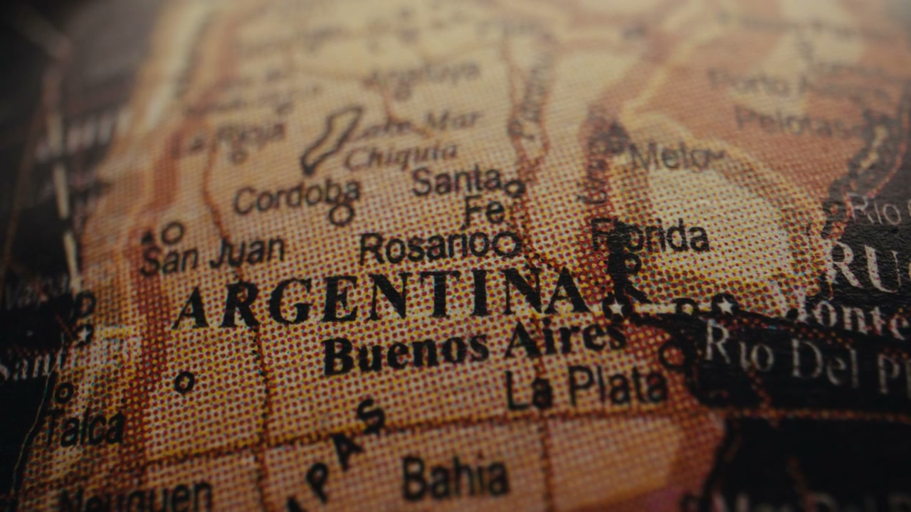 Argentina Map on Vintage Globe
