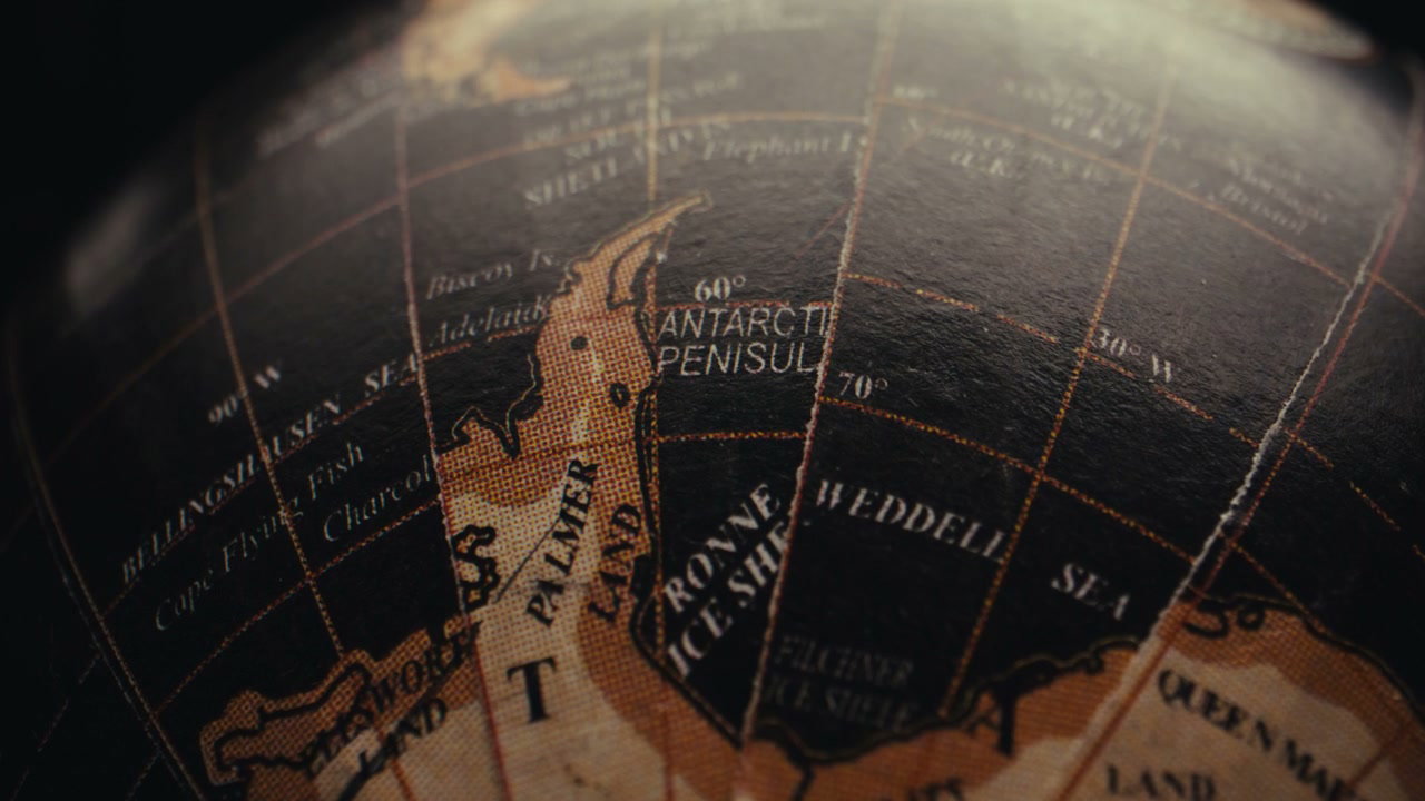 Vintage Globe Detail Showing Antarctic Peninsula