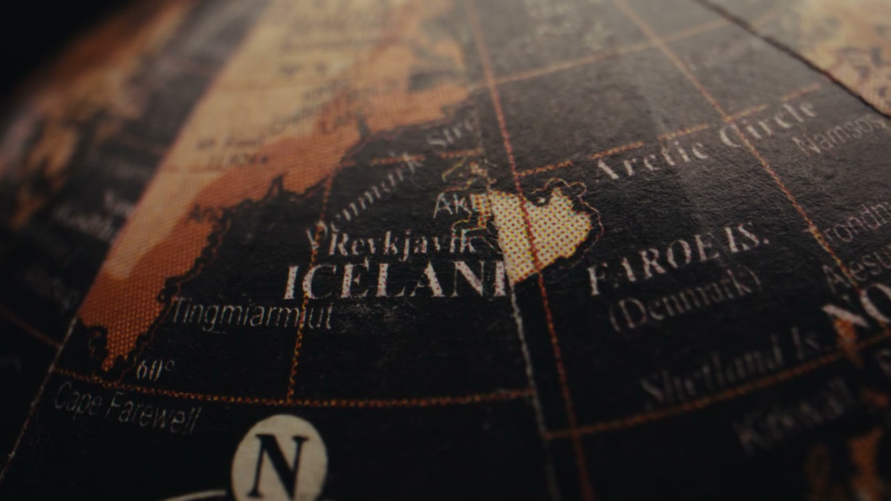 Vintage Globe Close Up on Iceland