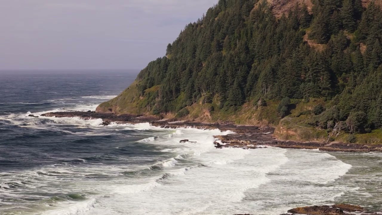 Pacific Coast Waves Crashing on Rocky Shore