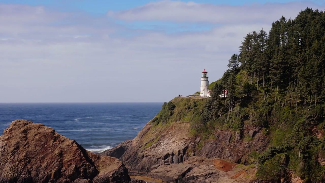Pacific Coast Lighthouse on Cliff