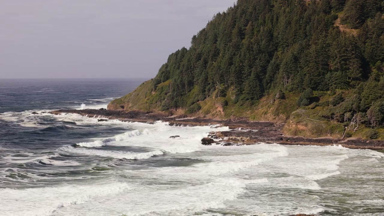 Pacific Coast Ocean Waves Crashing on Shore