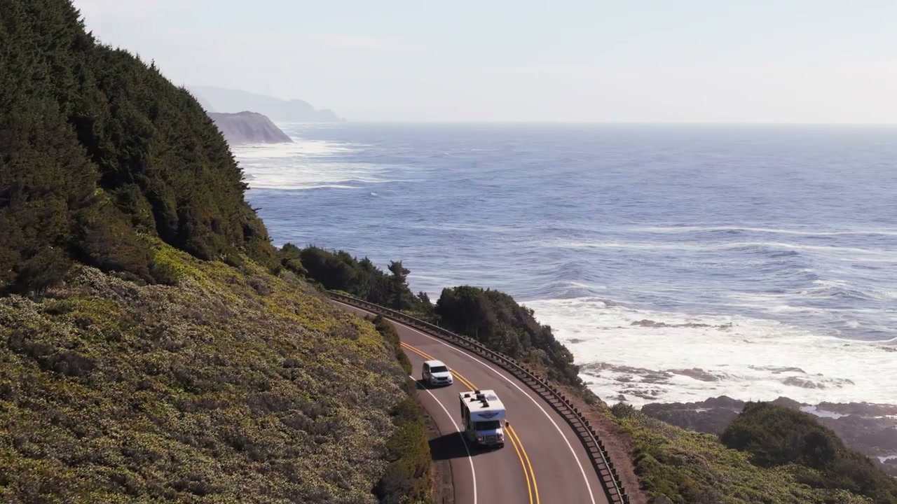RV Driving on Scenic Pacific Coast Highway