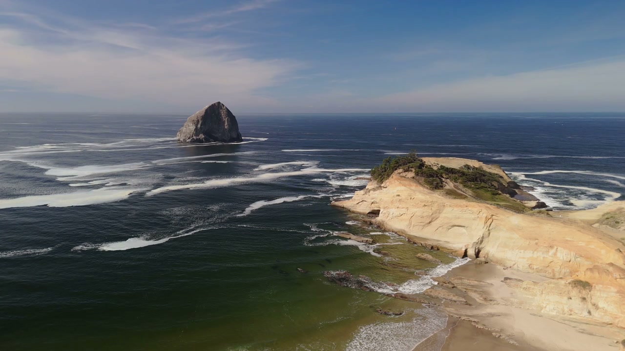 Pacific Coast Beach with Sea Stack and Cliffs