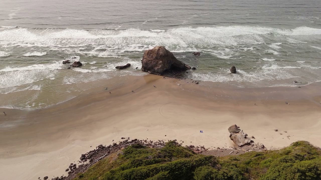 Aerial View of Pacific Coast Beach and Ocean