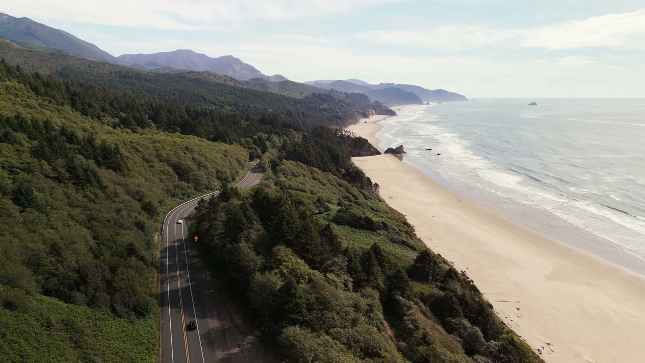 Pacific Coast Highway Winding Along Beach