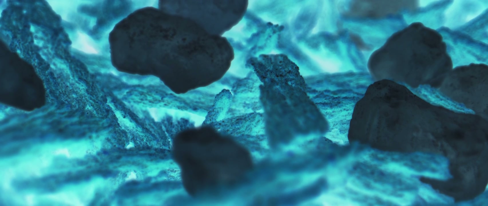 Abstract Blue Glowing Charcoal Close-Up