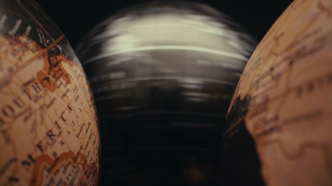 Vintage World Globes Spinning and Focusing