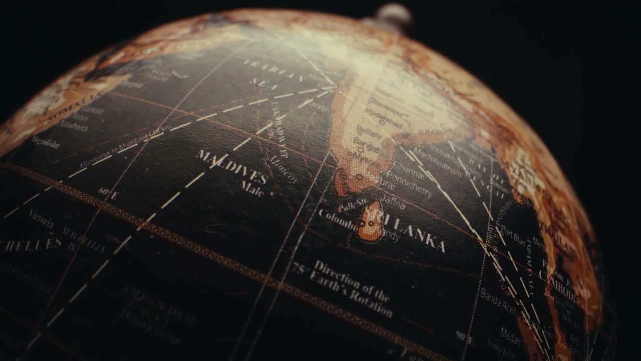 Spinning Globe Focusing on Indian Ocean