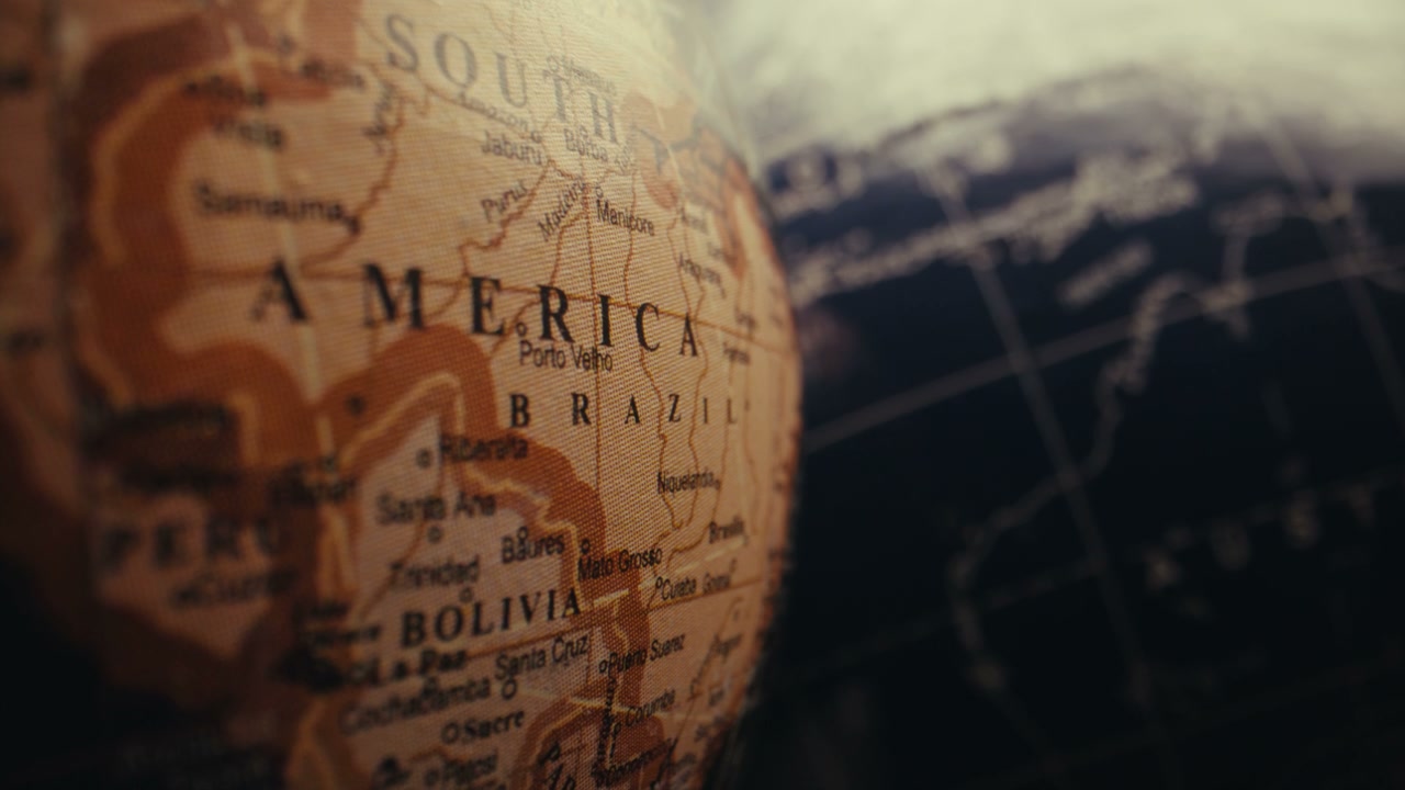 Rotating Vintage Globe South America