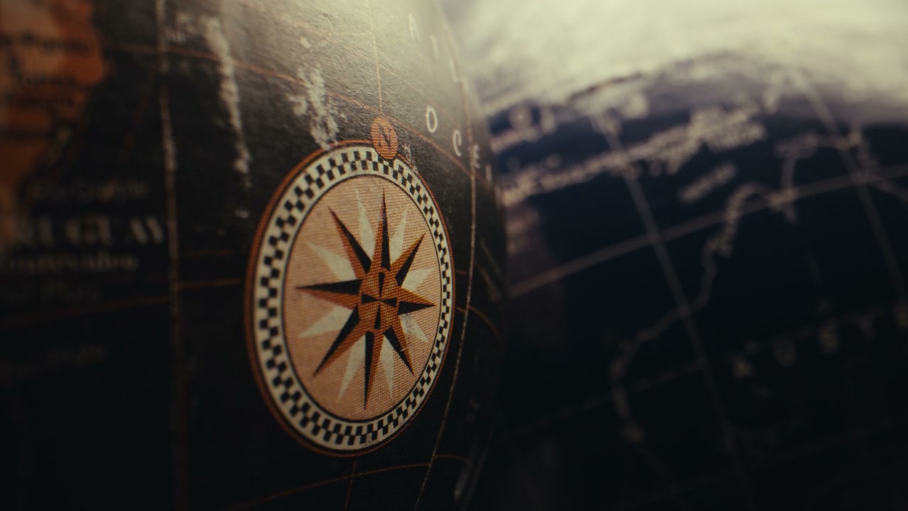 Vintage Globe Compass Rose Detail