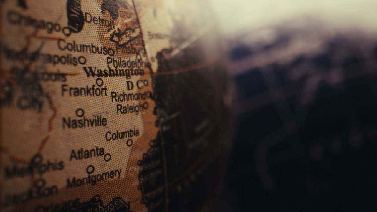 Vintage Globe Panning Over Eastern United States