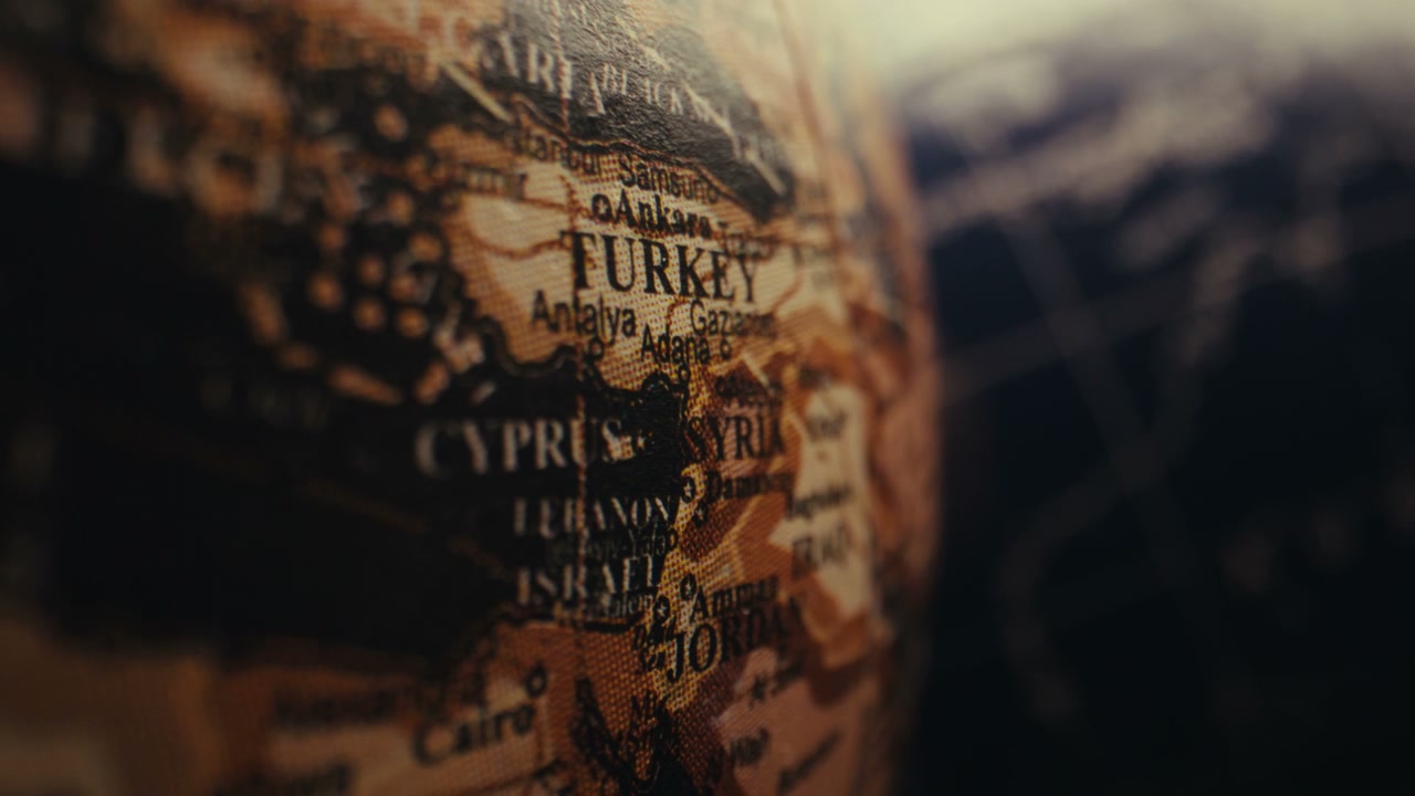 Vintage Globe Map of Turkey and Levant