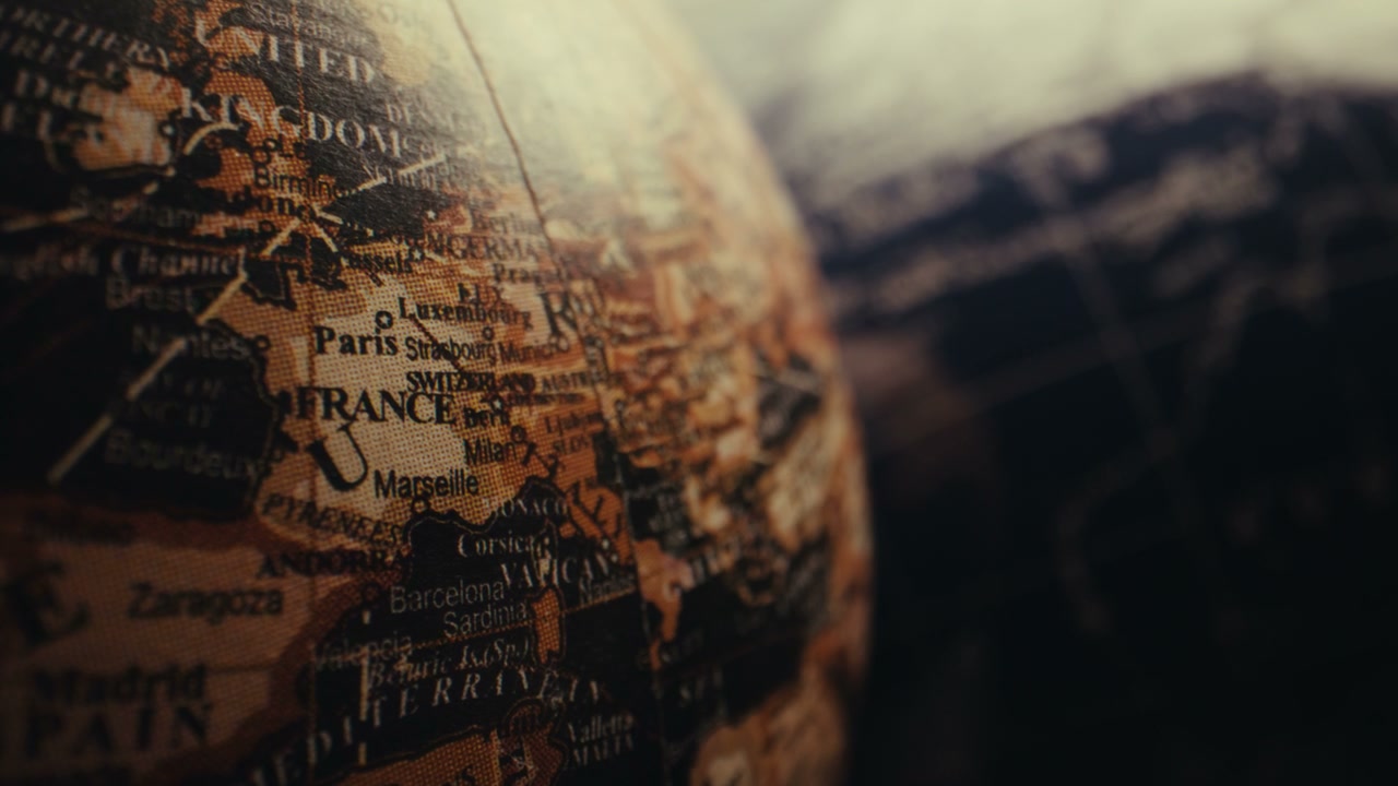 Vintage Globe Rotating Over Europe