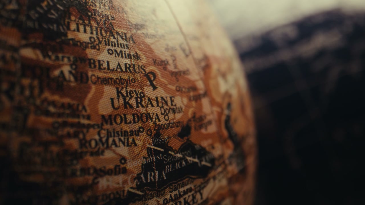 Vintage World Globe Close Up of Ukraine