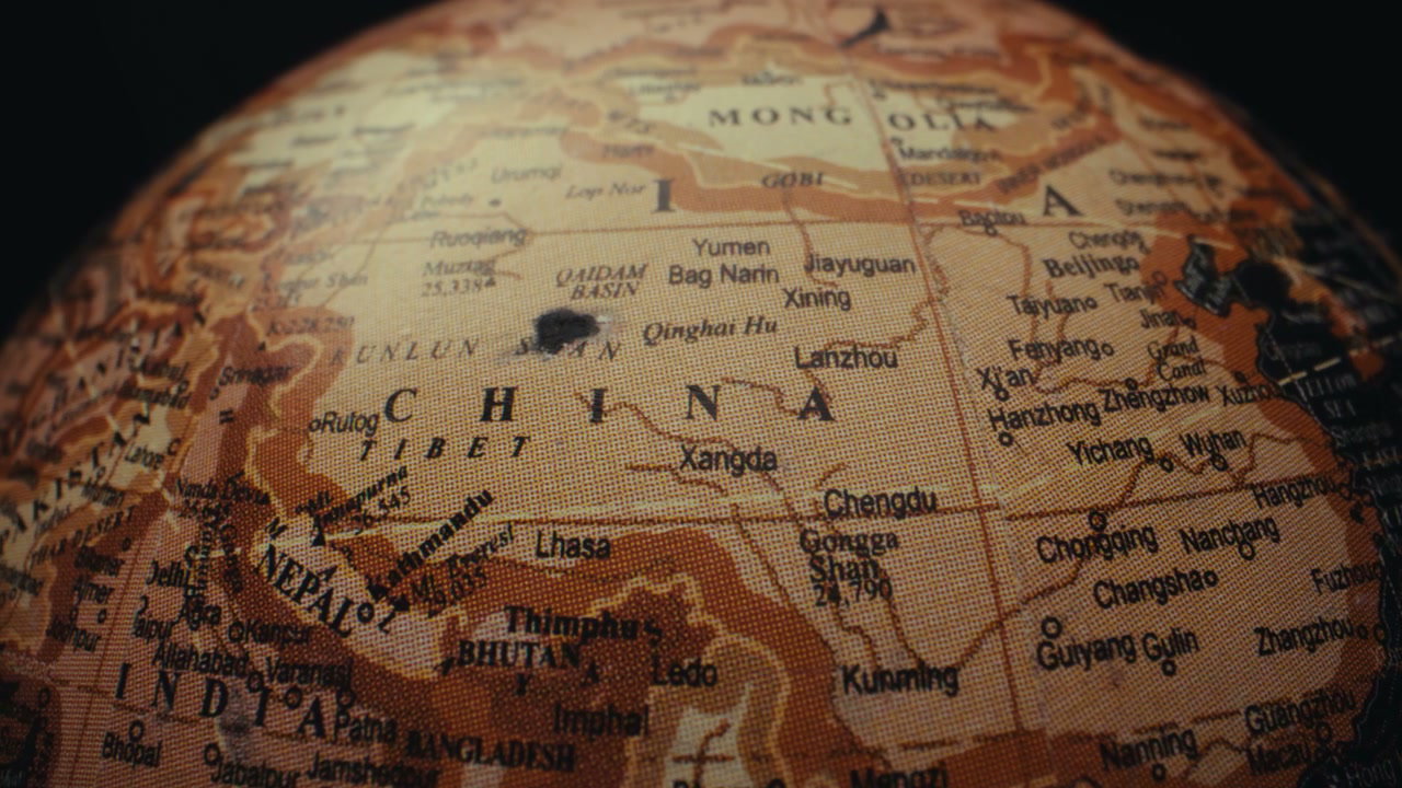 Vintage Globe Rotating on China