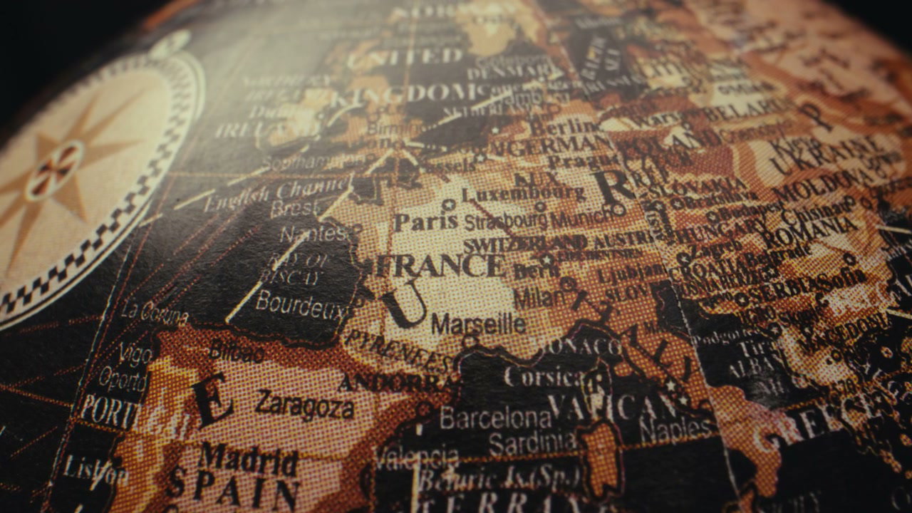 Vintage Globe Close Up of Europe