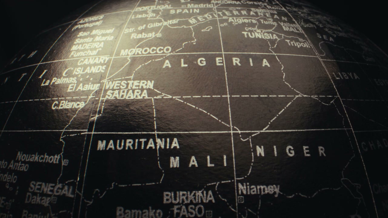 Vintage World Globe Map of North West Africa
