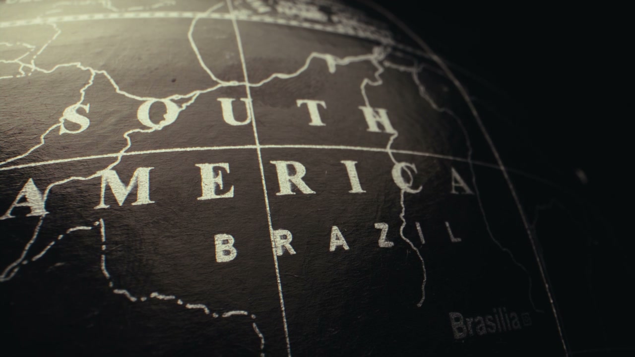 South America and Brazil on a World Globe