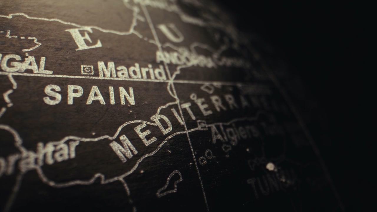 Vintage Globe Map of Spain and Mediterranean