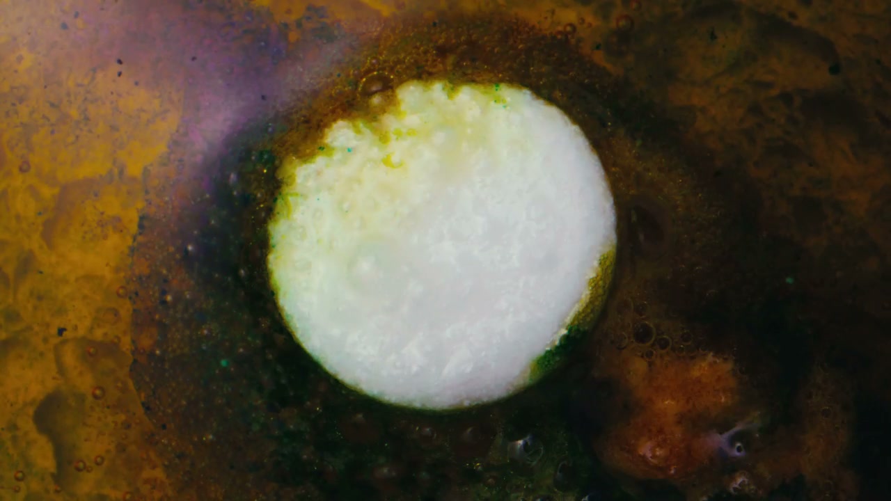 White Bubble in Colorful Chemical Reaction