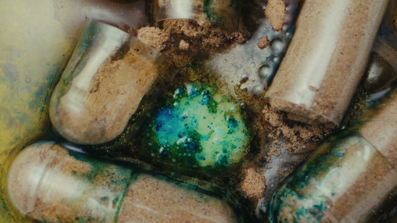 Pill Capsules Dissolving and Reacting
