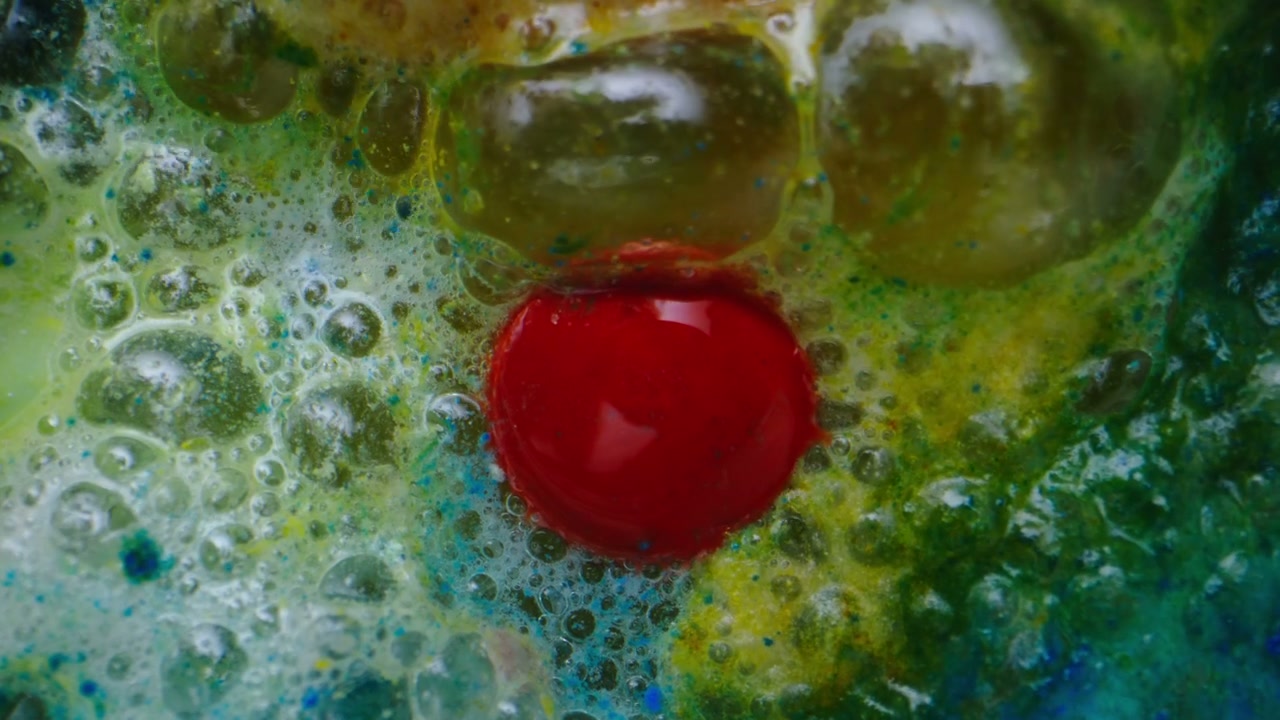 Abstract Chemical Reaction with Red Drop