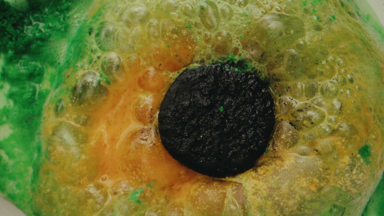 Bubbling Abstract Liquid with Black Disk