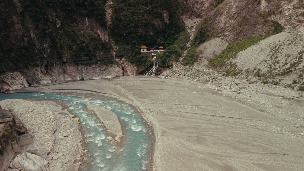 Taroko Gorge River and Temple, Taiwan
