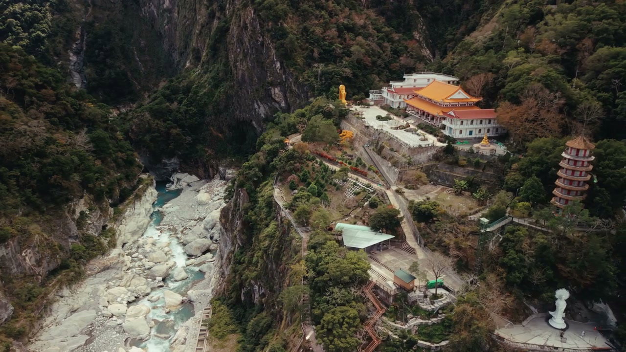 Buddhist Temple in Mountain Gorge, Taiwan