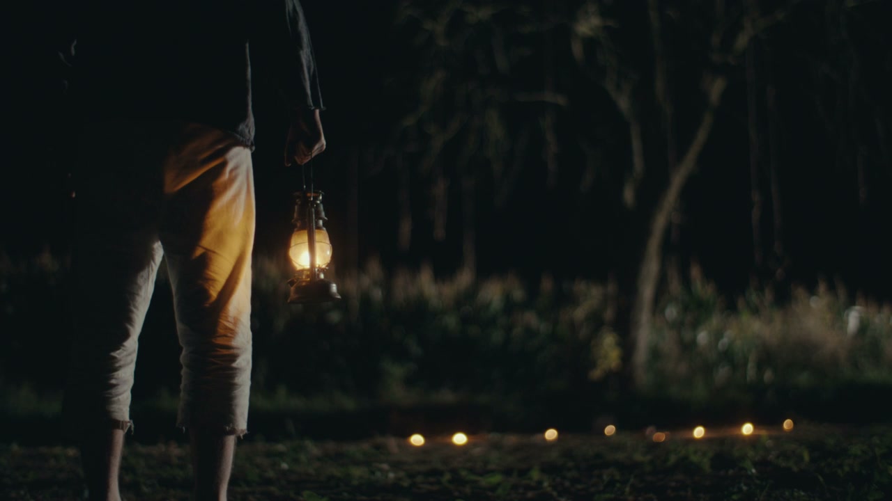 Figure Walking to Ritual Tree with Lantern