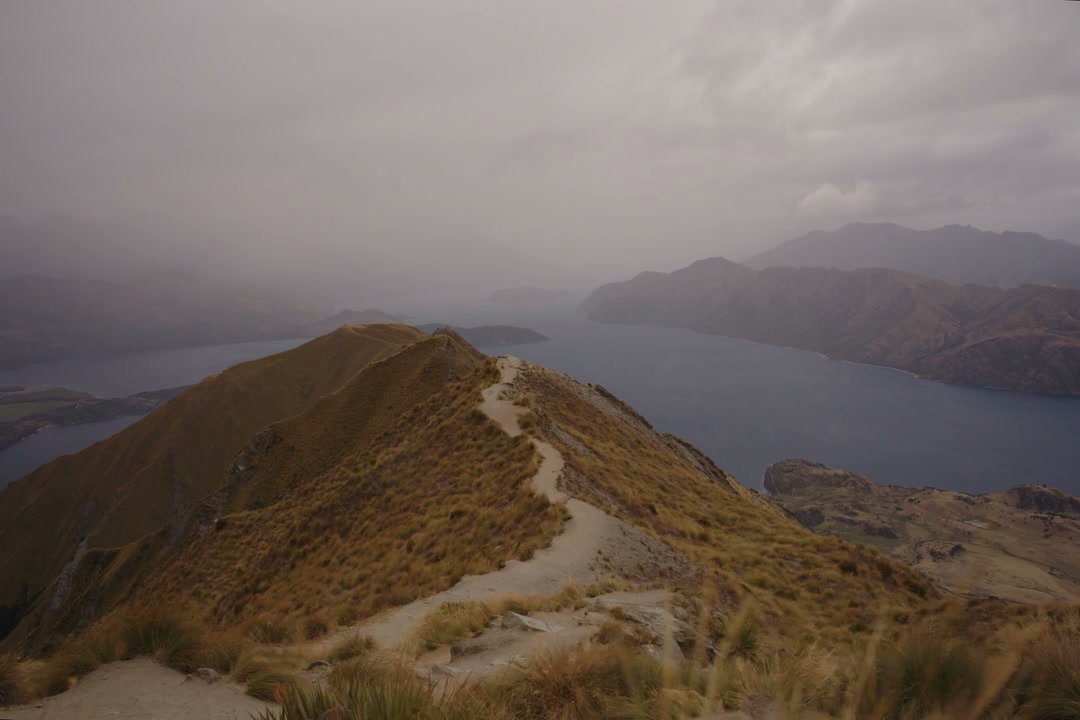 Roys Peak Mountain Ridge and Lake Timelapse