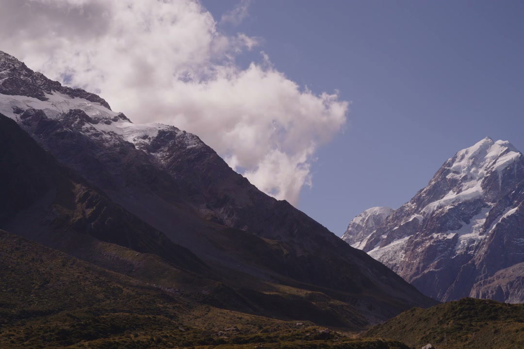 Snowy Mountains and Clouds Timelapse, New Zealand