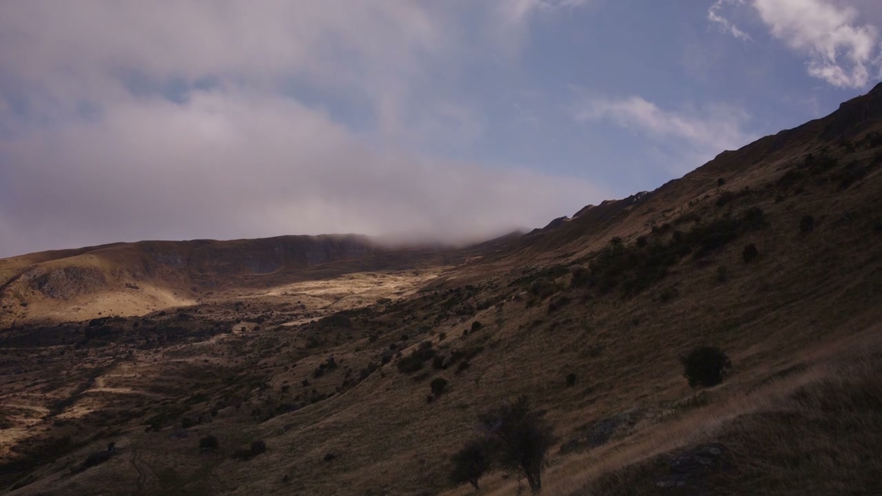 Clouds Moving Over New Zealand Mountains Timelapse