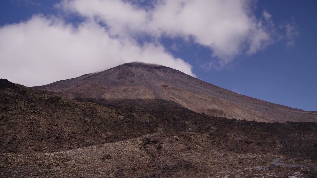 Clouds Passing Over New Zealand Volcano