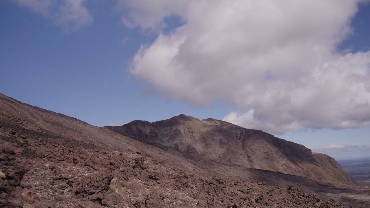 Clouds Moving Over New Zealand Volcanic Mountains
